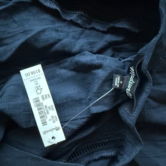 madewell tie-waist tiered midi dress in windowpane navy ns139 women size 0 - Picture 4 of 4